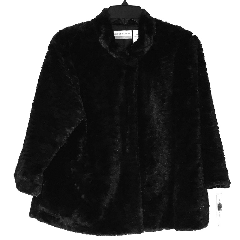 NWT ALFRED DUNNER BLACK FAKE FUR JACKET until 2/17
